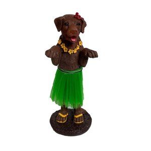Dashboard Hula Dog Chocolate Labrador Retriever Figurine Bobble